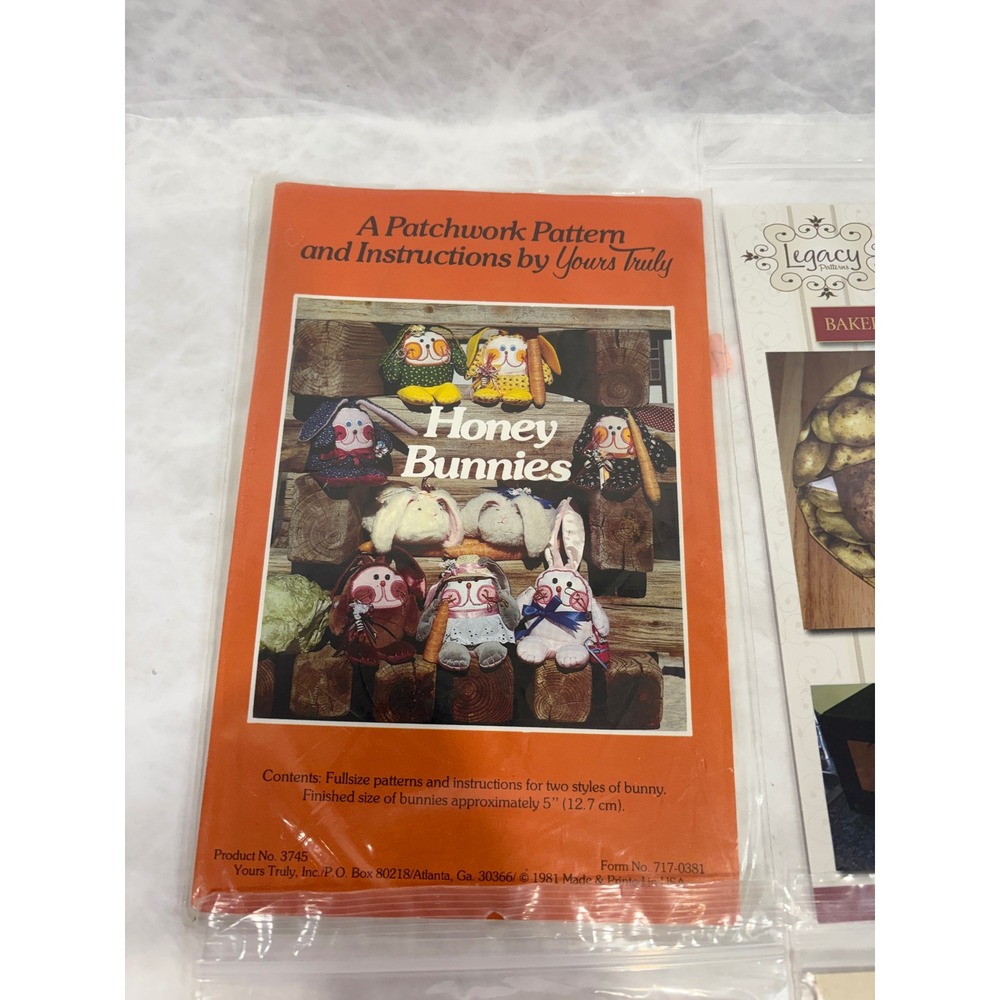 Lot of 4 Sewing Patterns Honey Bunnies Arctic Angels Potato Steamer Fabric Art - Picture 2 of 10